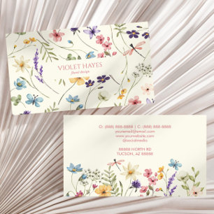Elegant Wildflower Wild Flower Floral Custom Business Card
