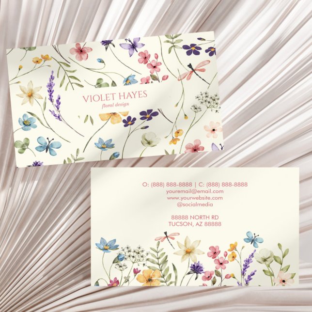 Elegant Wildflower Wild Flower Floral Custom Business Card (Creator Uploaded)
