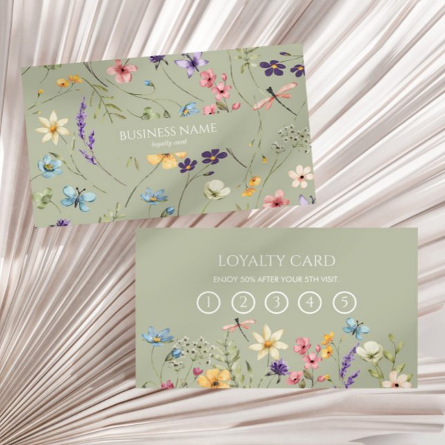 Elegant Wildflower Wild Flower Floral Custom Loyalty Card (Creator Uploaded)