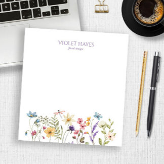 Elegant Wildflower Wild Flower Floral Custom Notepad
