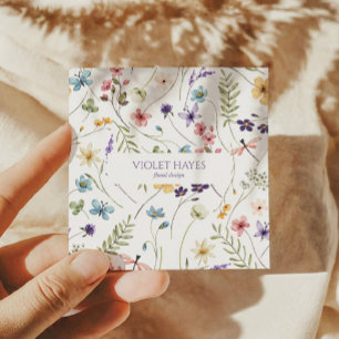 Elegant Wildflower Wild Flower Floral Custom Square Business Card