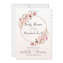 Elegant Wildflower Wreath Baby Shower Invitation