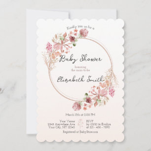 Elegant Wildflower Wreath Baby Shower Invitation