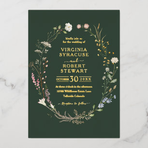 Elegant Wildflower Wreath Royal Green Wedding