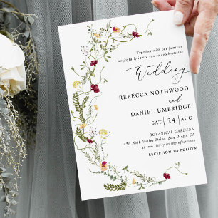 Elegant Wildflower Wreath Wedding  Invitation