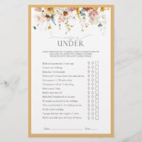 Elegant Wildflower Yellow Bridal Shower Game
