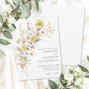 Elegant Wildflower Yellow Floral Wedding Invitation