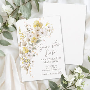 Elegant Wildflower Yellow Floral Wedding Save The Date
