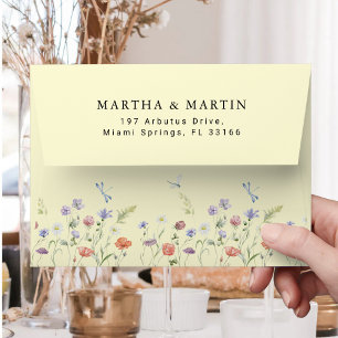 Elegant Wildflower Yellow Wedding Invitation  Envelope