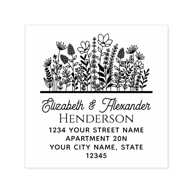 Elegant Wildflowers #2 Name Return Address Self-inking Stamp (Design)