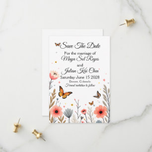 Elegant Wildflowers And Butterflies Save The Date