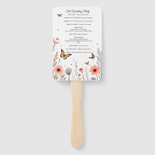 Elegant Wildflowers And Butterflies Wedding Hand Fan