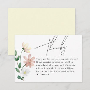 Elegant Wildflowers Baby Shower Floral Thank You Enclosure Card