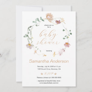 Elegant Wildflowers Baby Shower Script Invitation