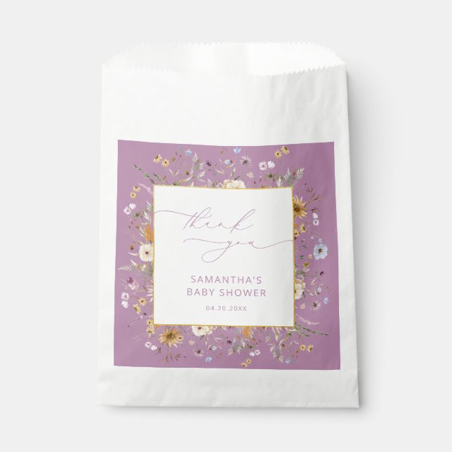 Elegant Wildflowers Baby Shower Thank You Favour Bags (Front)