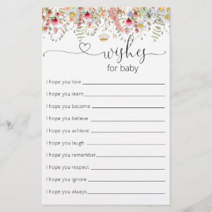 Elegant Wildflowers Baby Shower Wishes For Baby