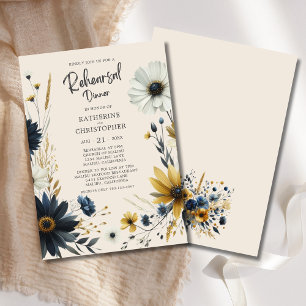 Elegant Wildflowers Beige Wedding Rehearsal Dinner Invitation