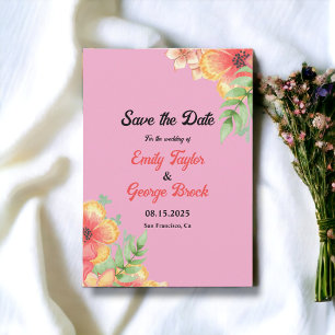 Elegant Wildflowers Blush Pink Boho Floral Wedding Save The Date