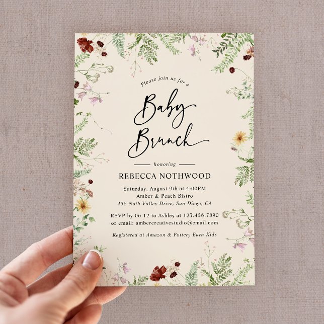Elegant Wildflowers Boho-Themed Baby Brunch Invitation (Creator Uploaded)