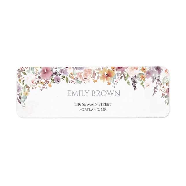 Elegant Wildflowers bridal shower address (Front)