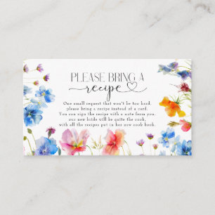 Elegant Wildflowers Bridal Shower Bring a Recipe Enclosure Card