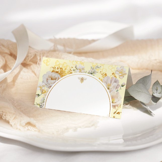 Elegant wildflowers bumble bee wedding place card (Creator Uploaded)