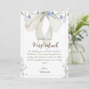 Elegant Wildflowers Coquette Bow Thank you Card