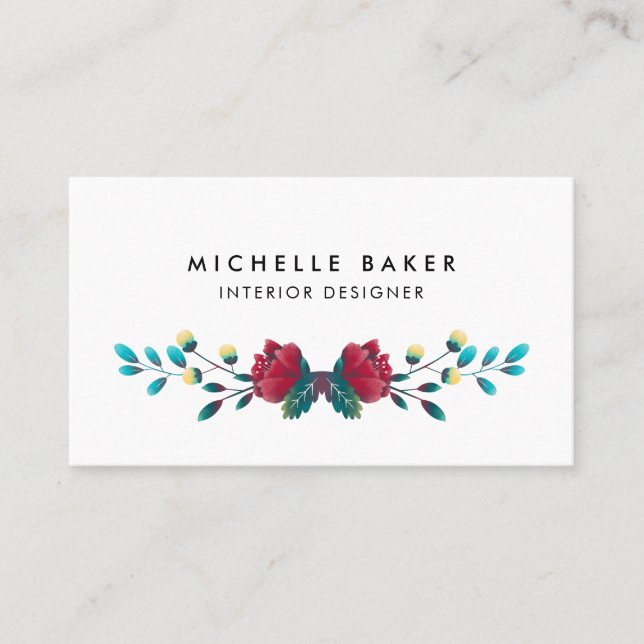 Elegant Wildflowers Floral Business Card (Front)