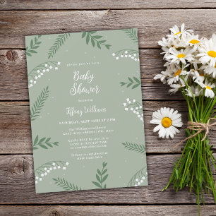 Elegant Wildflowers Foliage Garden Baby Shower Invitation