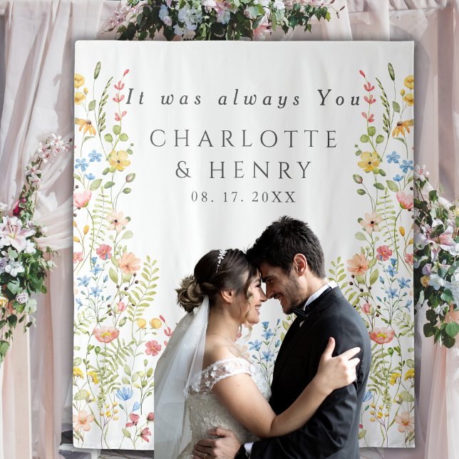  Elegant Wildflowers Garden Wedding Backdrop Tapestry (Creator Uploaded)