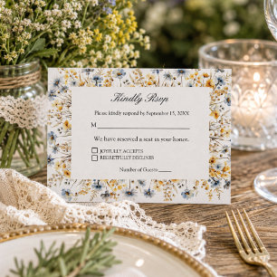 Elegant Wildflowers Garden Wedding RSVP Card