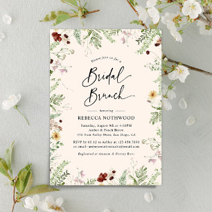 Elegant Wildflowers in Blush Pink Bridal Brunch Invitation