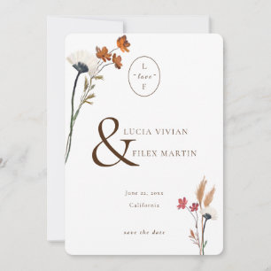 Elegant Wildflowers Love Initial Save The Date Invitation
