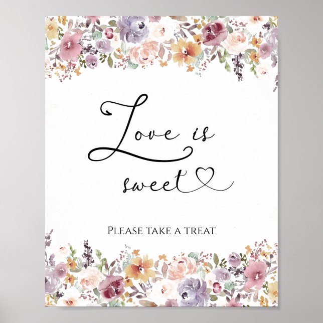 Elegant Wildflowers Love is sweet bridal shower Poster (Front)