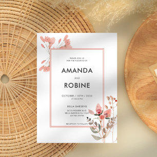 Elegant Wildflowers Minimalist Modern Wedding Invitation