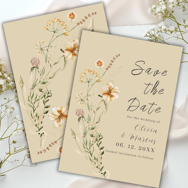 Elegant Wildflowers Modern  Neutral Save The Date (Creator Uploaded)