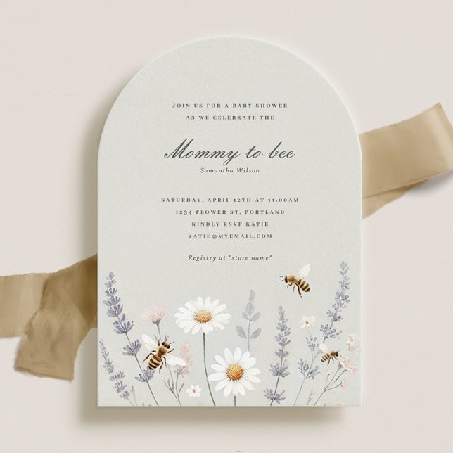 Elegant Wildflowers Mummy to Bee Baby Shower Invitation (Creator Uploaded)