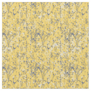 Elegant Wildflowers on Mustard Yellow Fabric