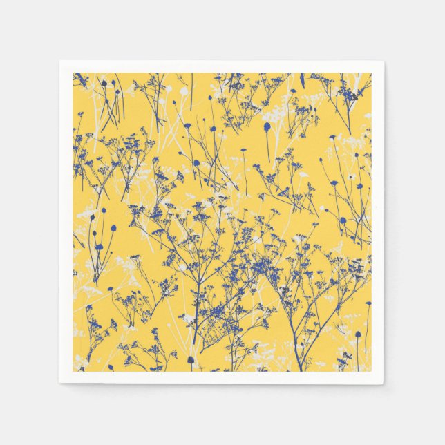 Elegant Wildflowers on Mustard Yellow Napkin (Front)