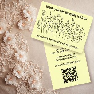 Elegant Wildflowers ORDER THANK YOU QR Code Business Card