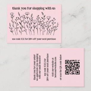 Elegant Wildflowers ORDER THANK YOU QR Code Business Card