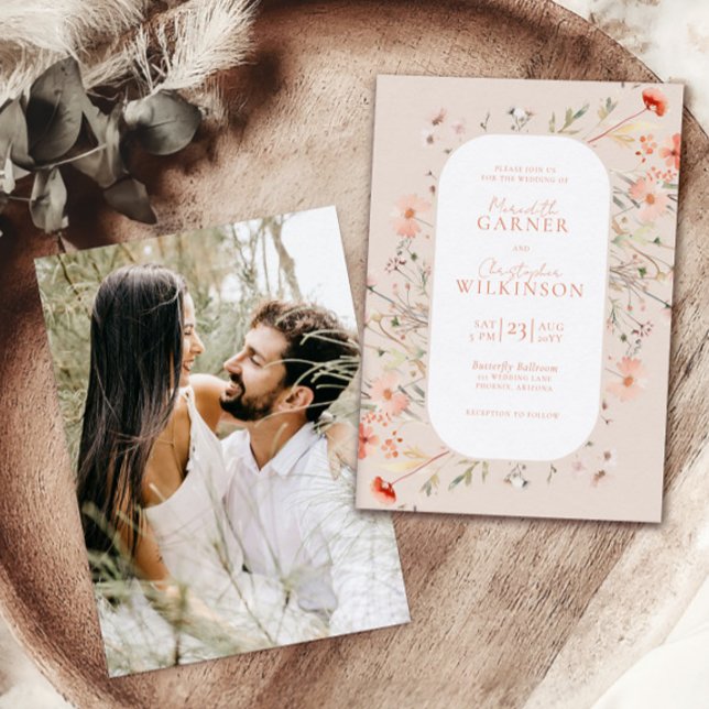 Elegant Wildflowers Pink Wedding Invitation (Creator Uploaded)