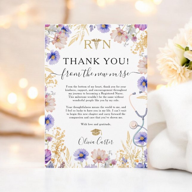 Elegant Wildflowers RN Nurse Graduation Thank You (Elegant Wildflowers RN Nurse Graduation Thank You)