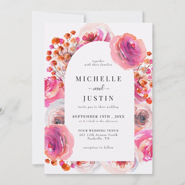 Elegant Wildflowers | Rustic Photo Wedding Invitation (Front)
