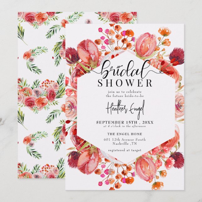 Elegant Wildflowers | Spring Summer Bridal Shower Invitation (Front/Back)