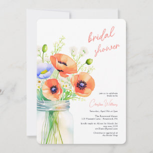 Elegant Wildflowers Watercolor Bridal Shower Invitation