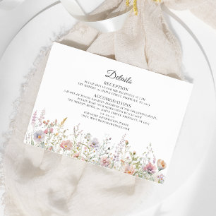 Elegant Wildflowers Watercolor Wedding Details Enclosure Card