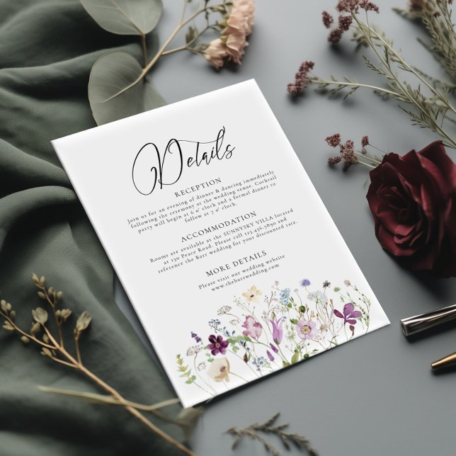 Elegant Wildflowers Wedding Details Enclosure Card (Creator Uploaded)