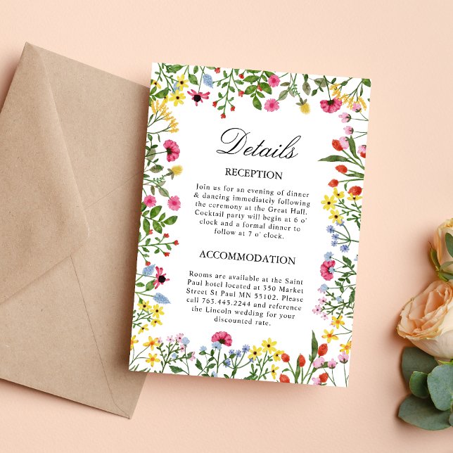 Elegant Wildflowers Wedding Details Enclosure Card (Creator Uploaded)