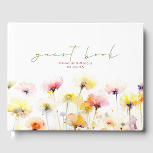 Elegant Wildflowers Wedding Guest Book